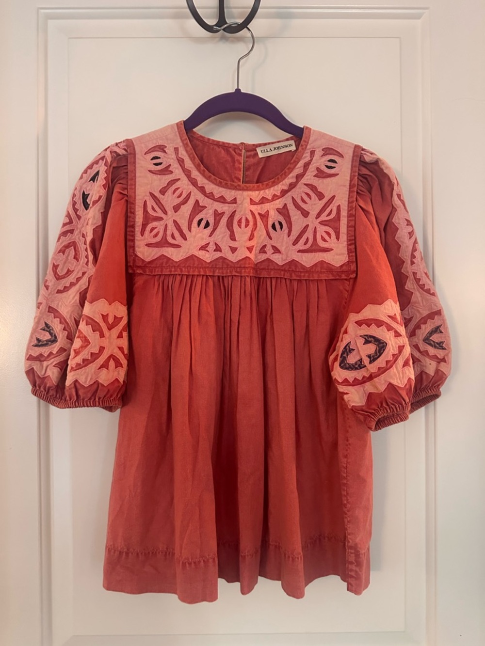 Ulla Johnson Pink Embroidered Blouse